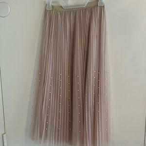 Tulle midi skirt with etched pearls